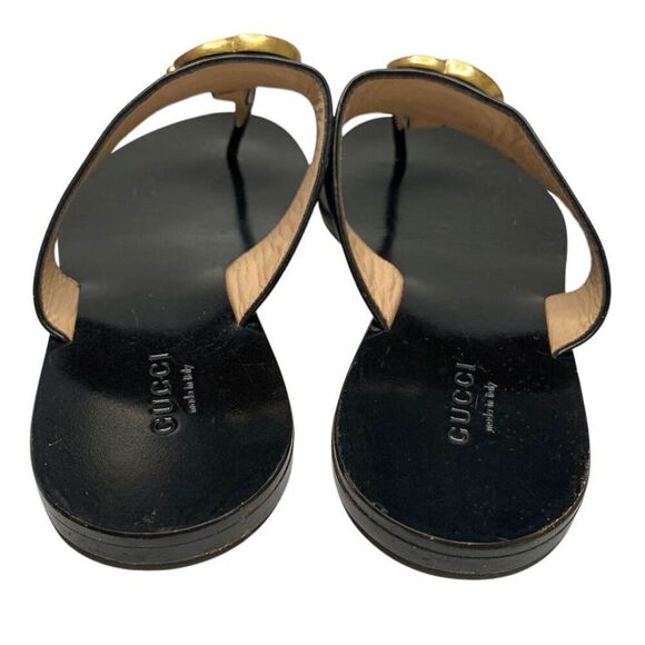 Gucci Marmont GG Thong Sandals EU 36 US 6 Black Flat Flip Flop Slide Interlock - Picture 8 of 12